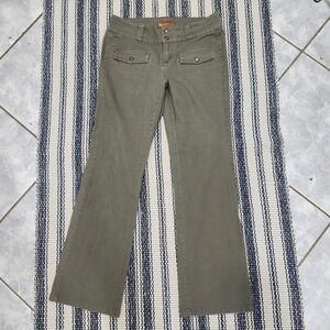 Lee Jeans‎ One True Fit Olive Green Flare Leg Pants Mid Rise Trousers 7/8M